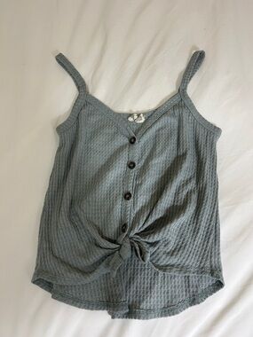 Sky and Sparrow Slate Blue Waffle-Knit Button Tie Cami